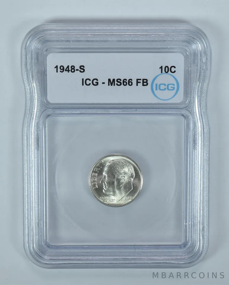 1948-S Roosevelt Dime MS66 FB ICG