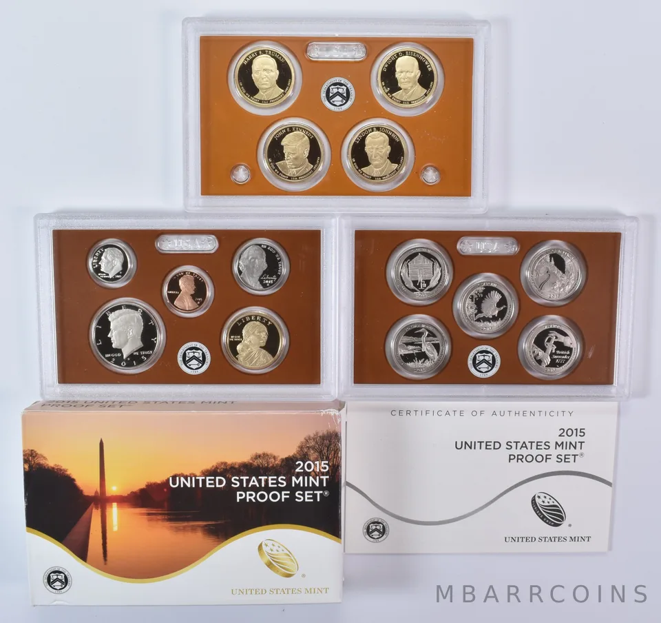 2015 Proof Set with Original Box & COA (14 coins)