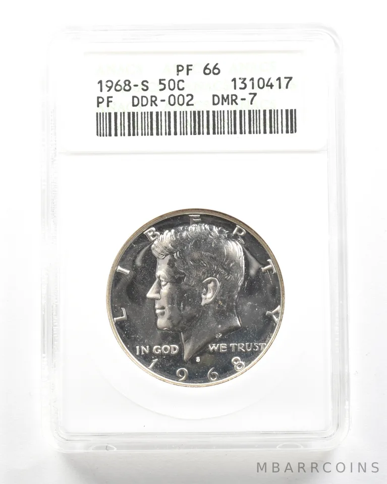1968-S Kennedy Half Dollar DDR-002 DMR-7 PF66 ANACS *2098