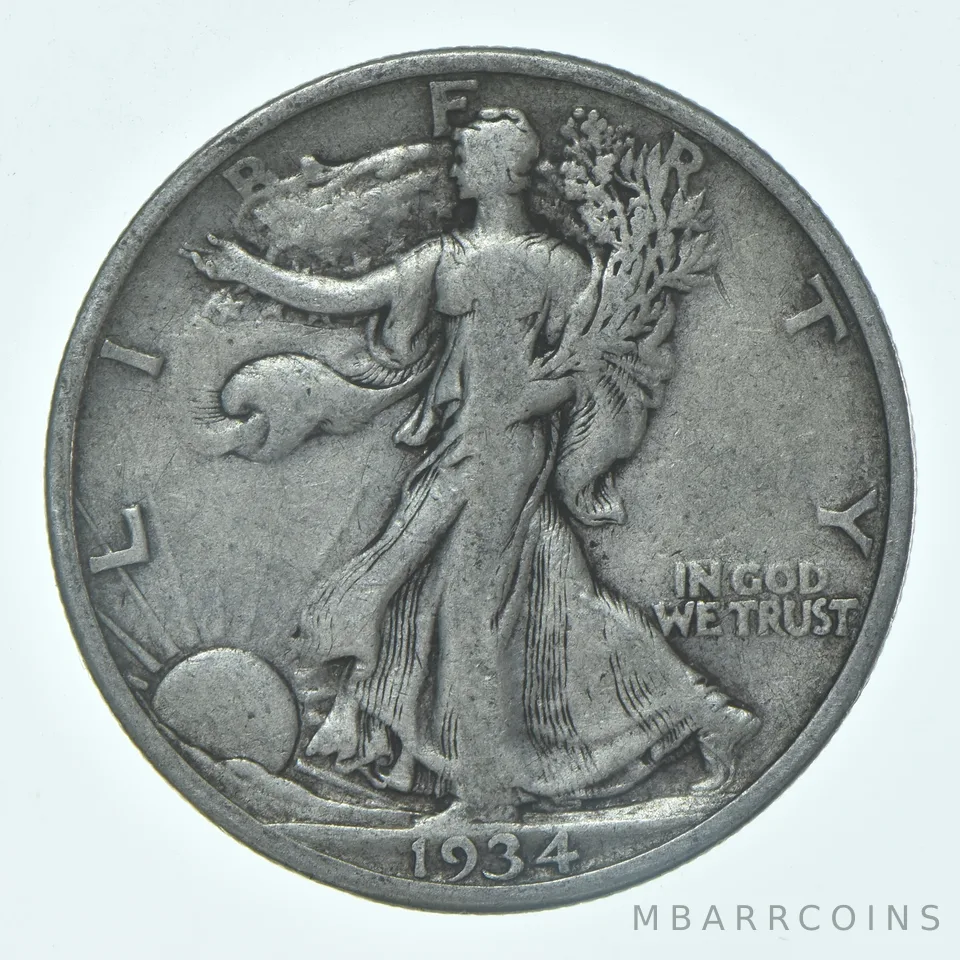 1934-S Walking Liberty Half Dollar CIRC VG+ 90% Silver