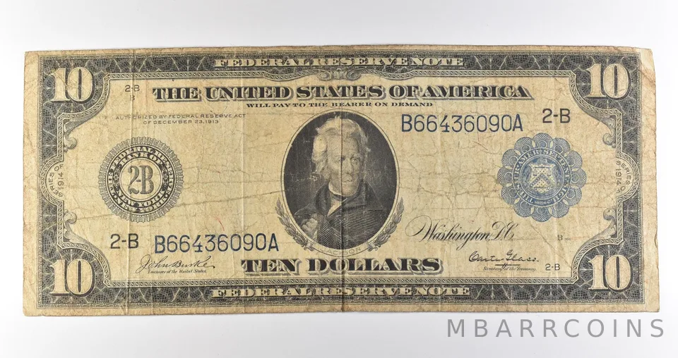 1914 $10 New York NY FRN Large Note Blue Seal *3628