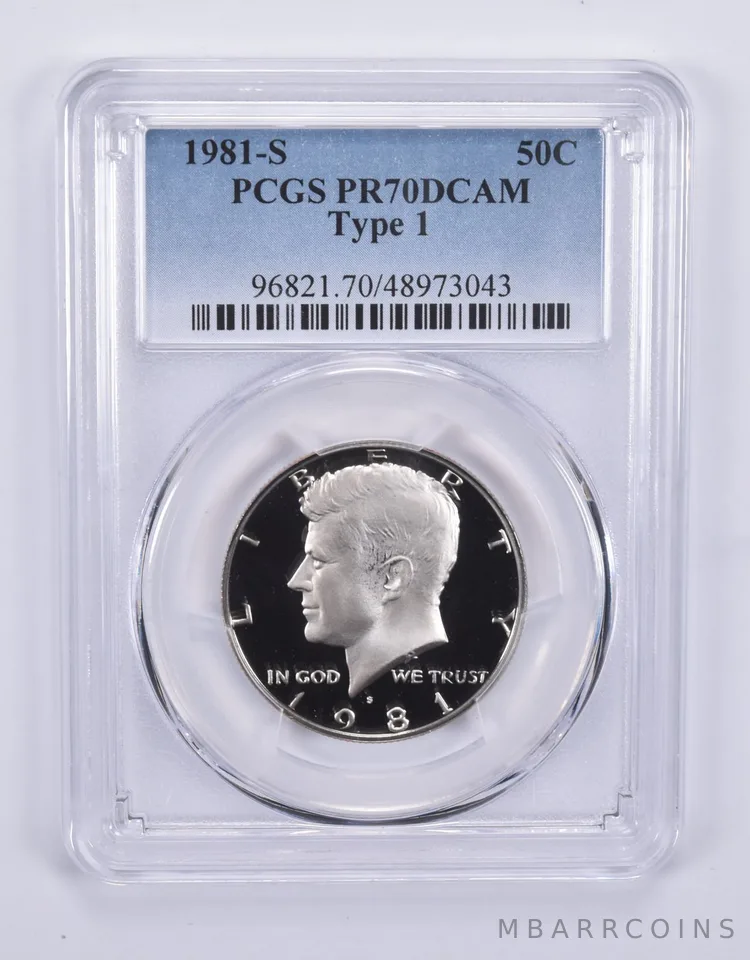 1981-S Kennedy Half Dollar Type 1 PR70 DCAM PCGS Blue Label