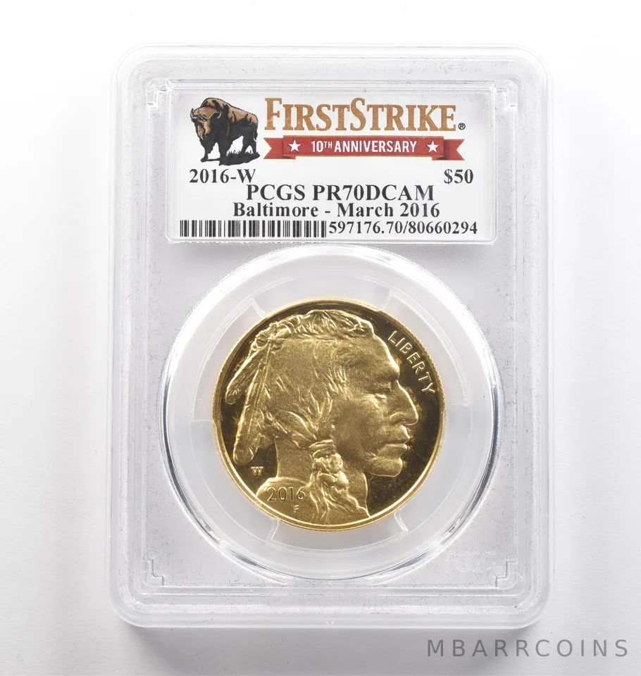 2016-W $50 American Gold Buffalo Baltimore FS 1 Oz PR70 DCAM PCGS *4030