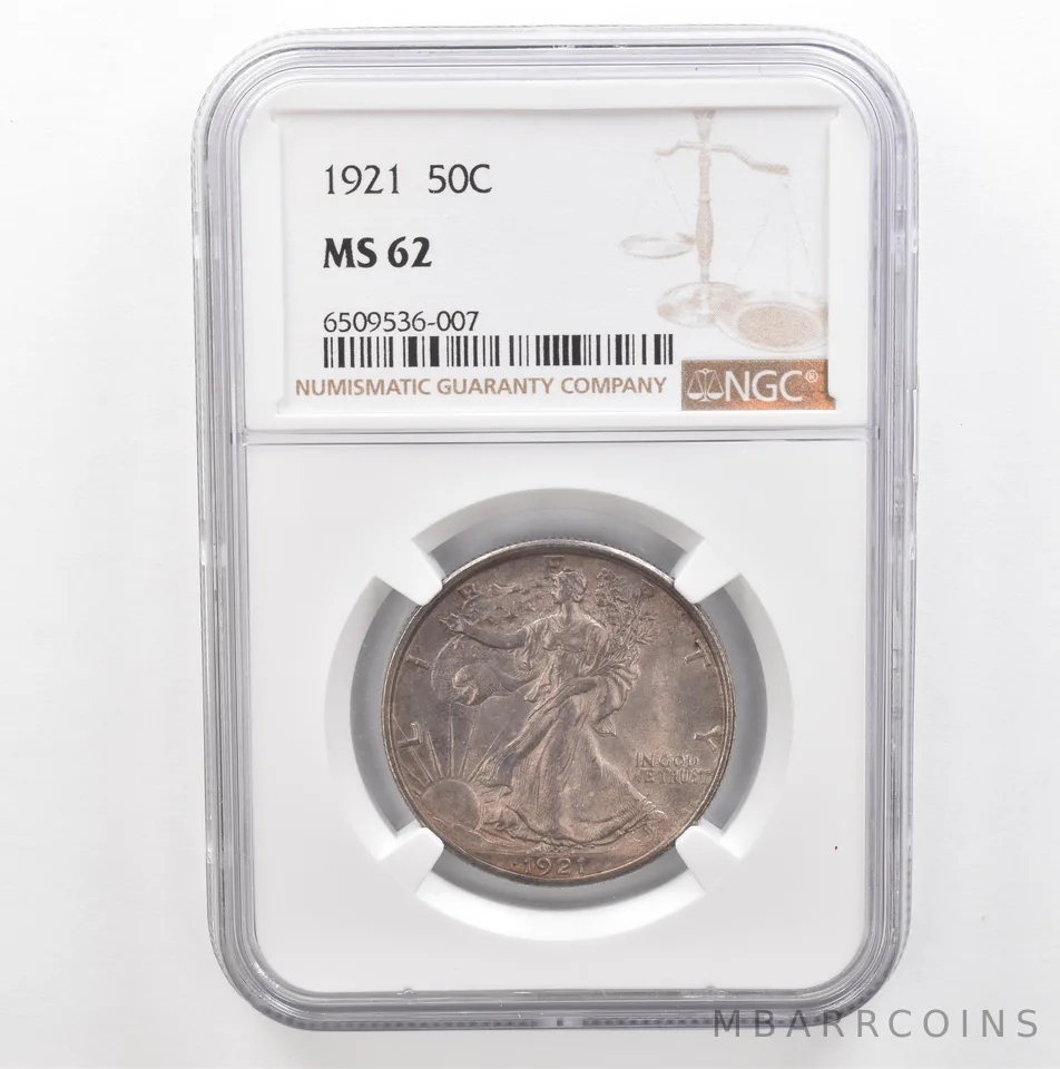 1921 Walking Liberty Half Dollar MS62 NGC Beautiful Tone *5385