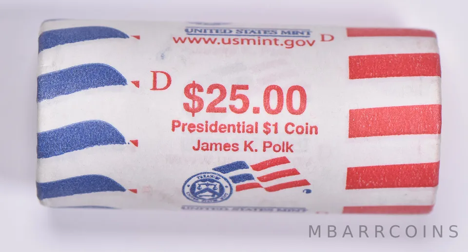 2009-D James Polk Presidential $1 Coin Roll of $25 Unc US Mint BU