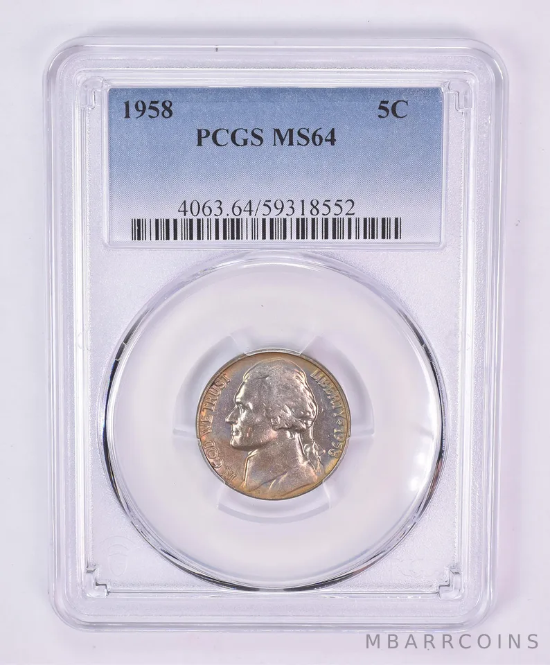 1958 Jefferson Nickel MS64 PCGS Beautiful Tone *1167