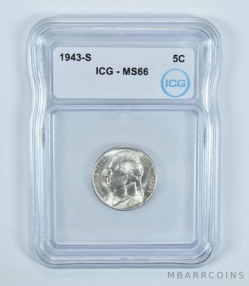 1943-S Jefferson Nickel MS66 ICG WTN War Silver