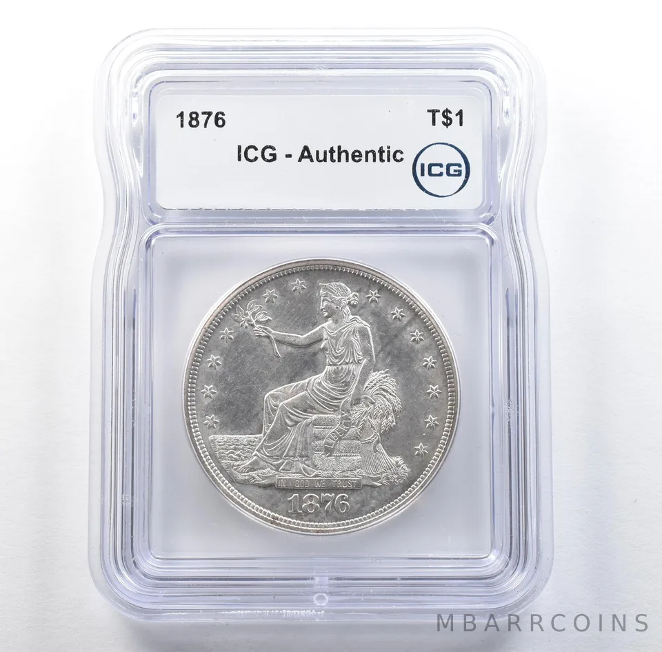 1876 Seated Liberty Trade Dollar Authentic ICG *3071