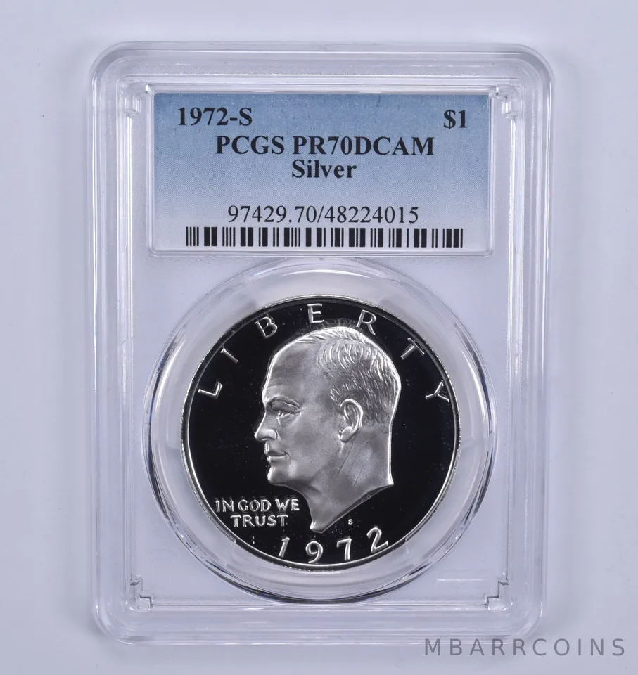 1972-S Eisenhower $1 Silver PR70 DCAM PCGS Blue Label