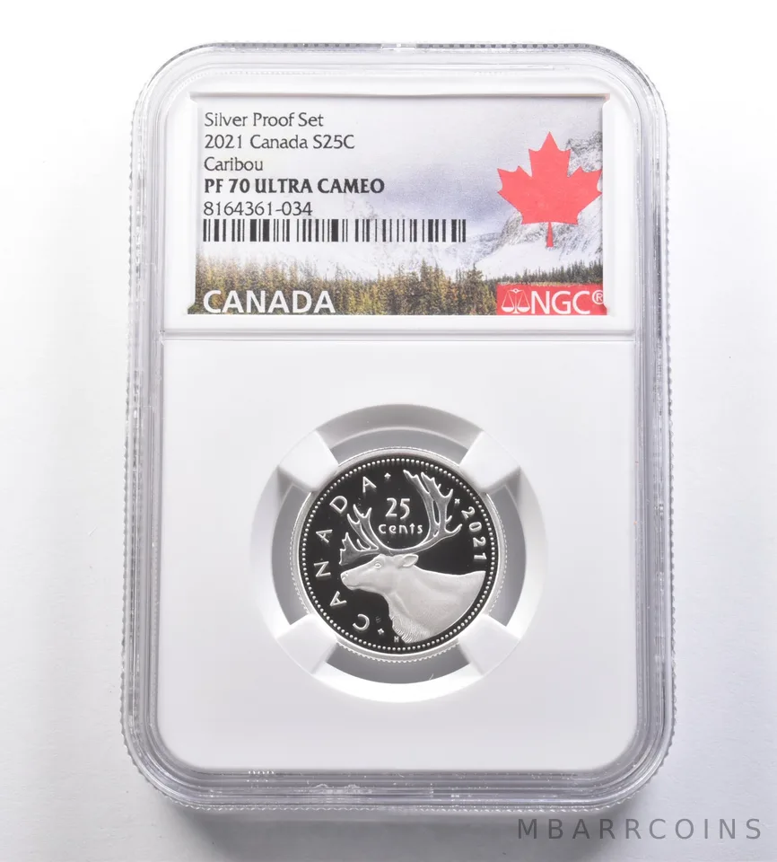 2021 Canada 25 Cents Silver Proof Set Caribou PF70 UCAM NGC *7091