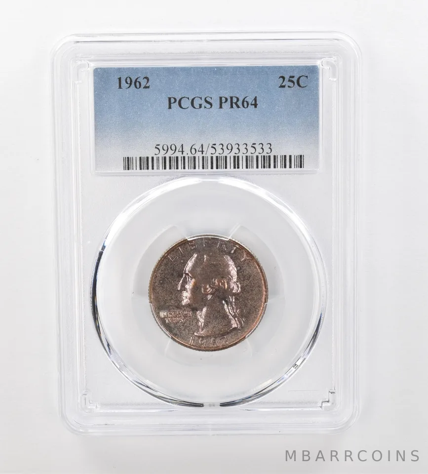 1962 Washington Quarter PR64 PCGS Beautiful Tone *0960