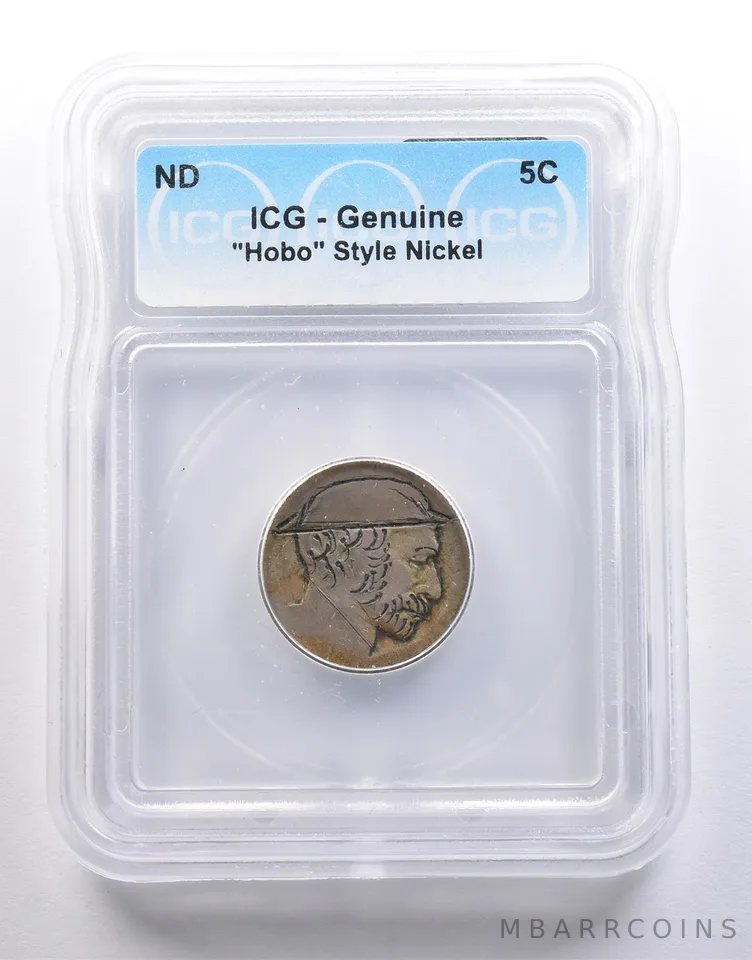 (ND) Indian Head Buffalo Nickel "Hobo" Style Genuine ICG *6587