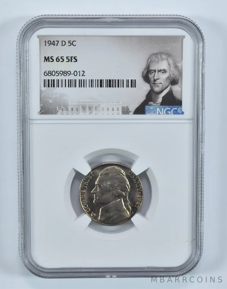1947-D Jefferson Nickel MS65 5FS NGC Special Label