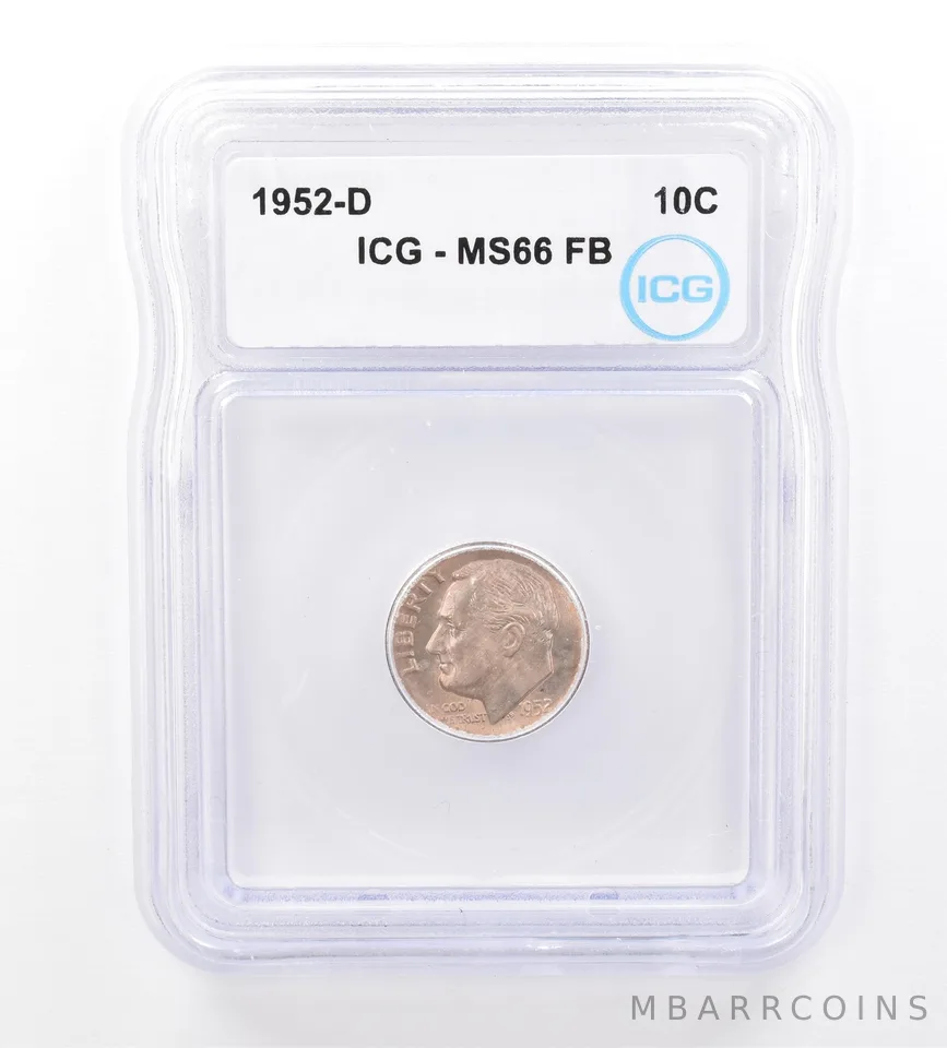 1952-D Roosevelt Dime MS66 FB ICG Beautiful Tone a1617