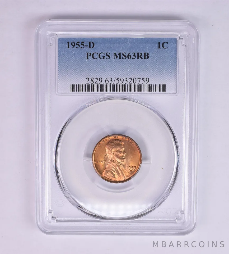 1955-D Lincoln Wheat Cent MS63 RB PCGS Beautiful Tone *1218