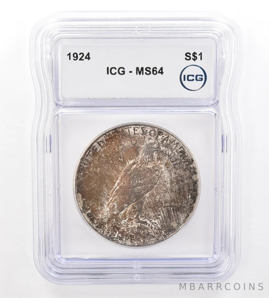 1924 Peace Silver Dollar MS64 ICG Beautiful Tone Reverse *7348