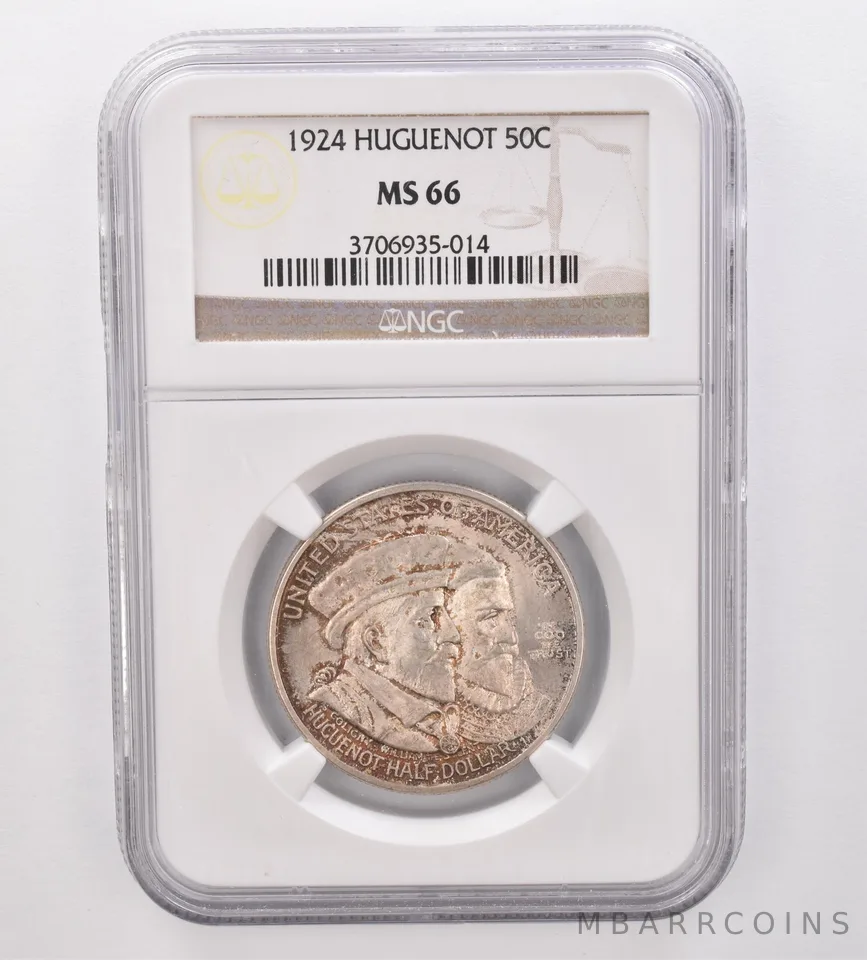 1924 Huguenot Commemorative Half Dollar MS66 NGC Beautiful Tone *9891