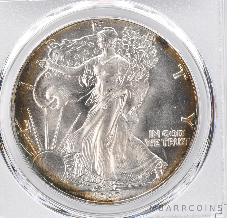 1987 American Silver Eagle MS69 PCGS Peripheral Tone *1136