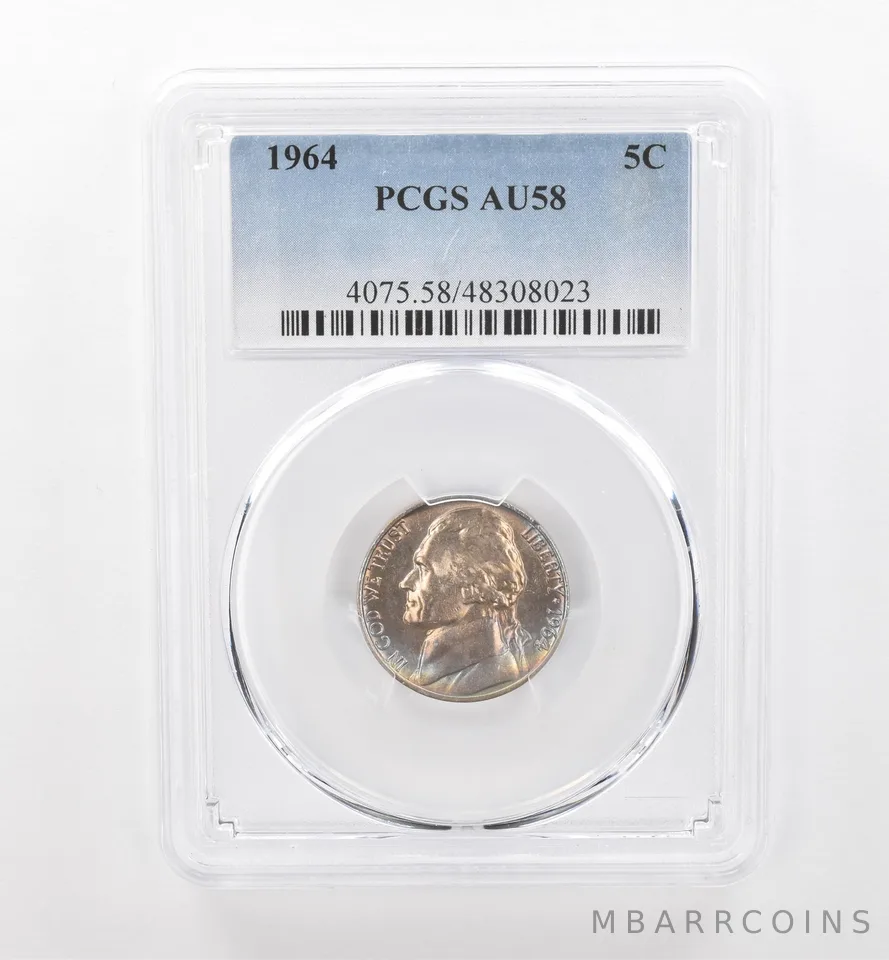 1964 Jefferson Nickel AU58 PCGS Beautiful Tone *1805