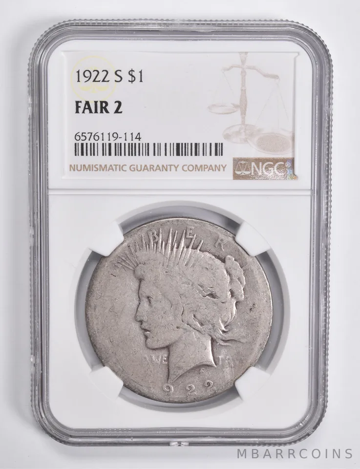 FAIR 2 1922-S Peace Silver Dollar NGC Lowball Low Ball a4603
