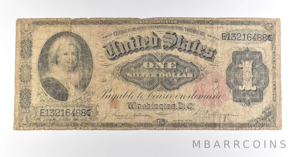 1891 $1 Silver Certificate Large Note Red Seal *3728