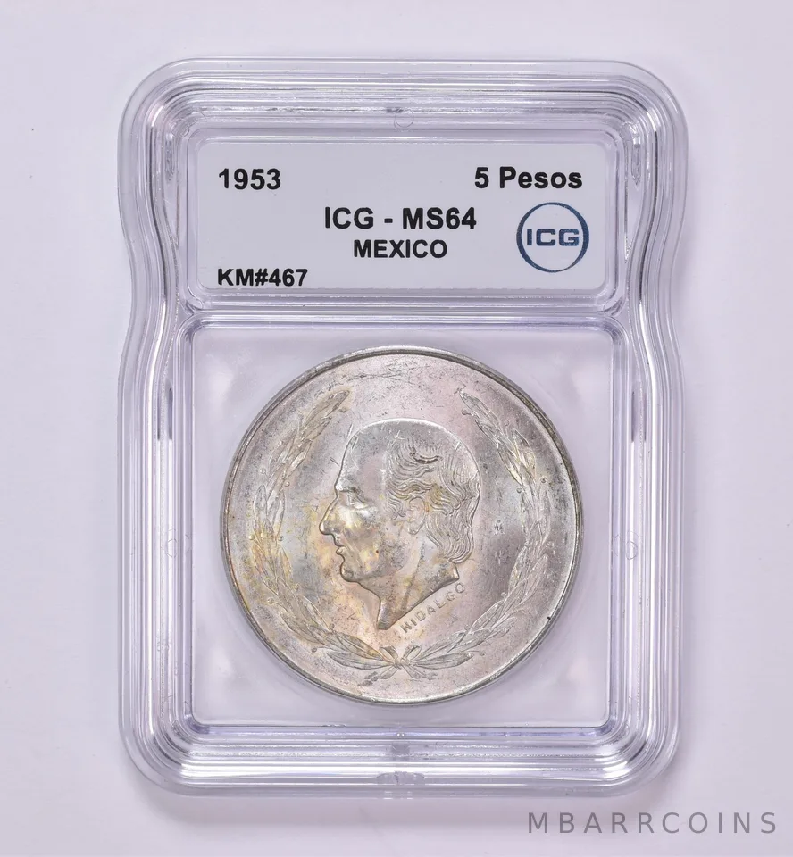 1953 Mexico 5 Peso KM#467 MS64 ICG Beautiful Tone *0439
