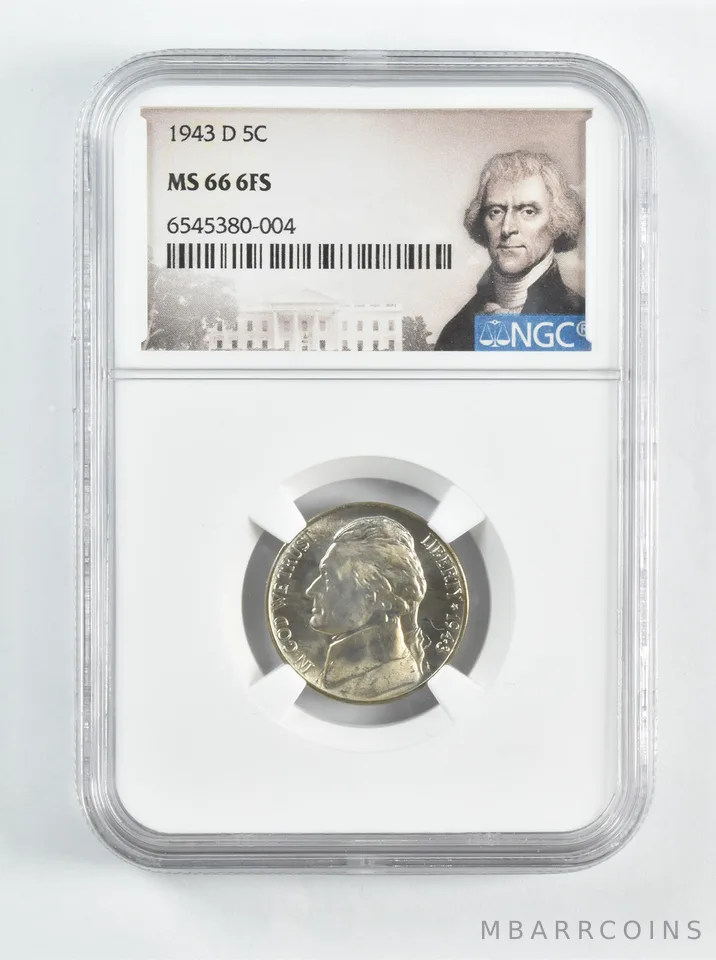 1943-D Jefferson Nickel MS66 6FS NGC Special Lbl WTN War Silver