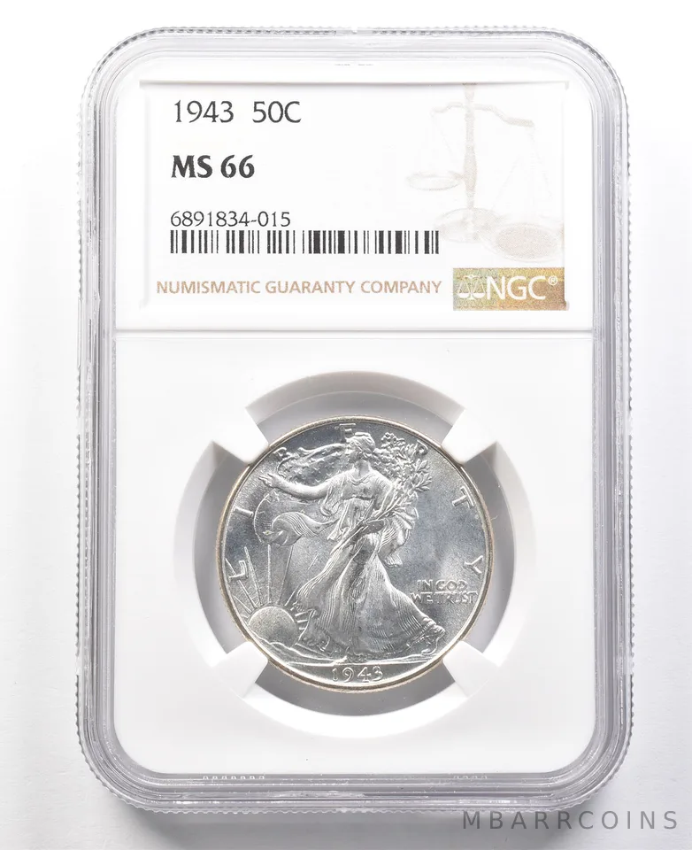 1943 Walking Liberty Half Dollar MS66 NGC *2959