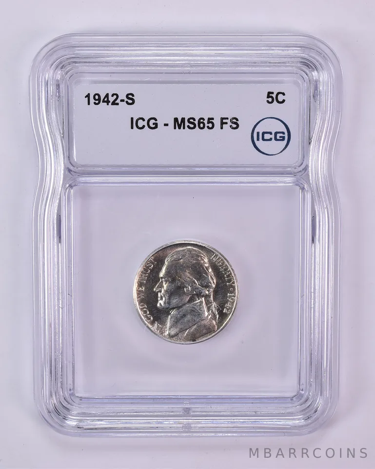 1942-S Jefferson Nickel MS65 FS ICG (WTN Wartime)