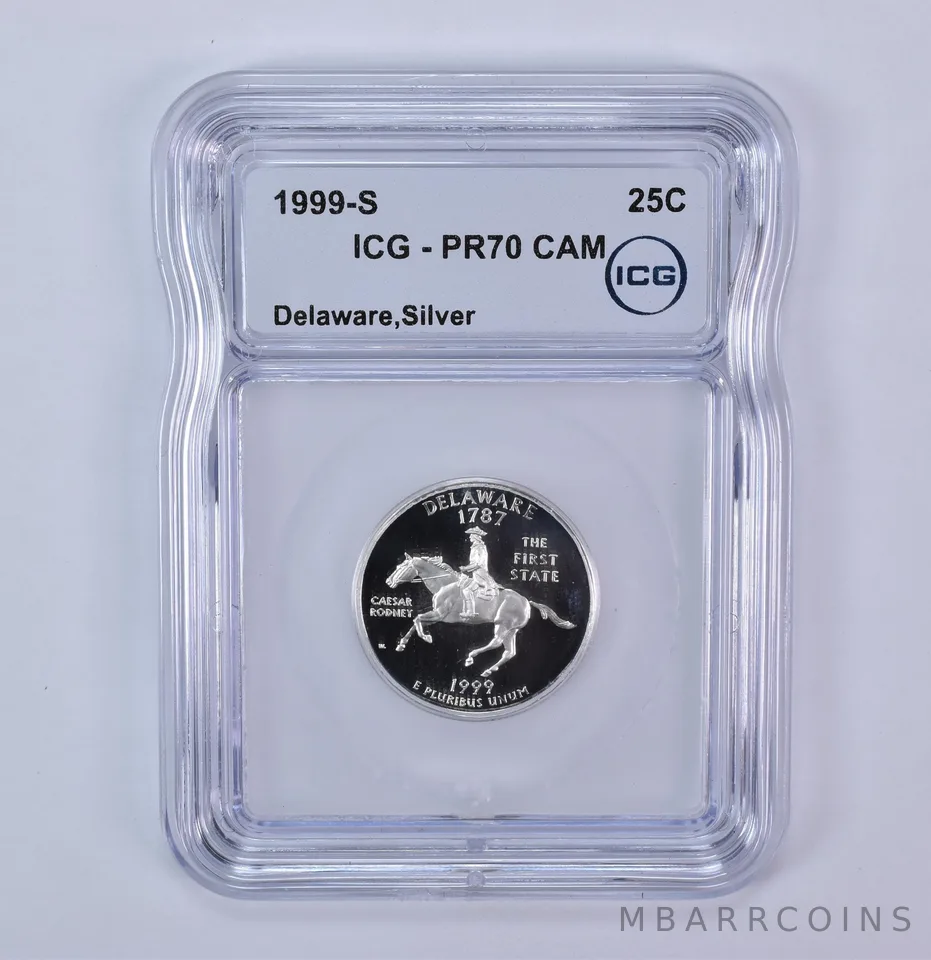 1999-S Washington State Quarter Delaware Silver PR70 CAM ICG