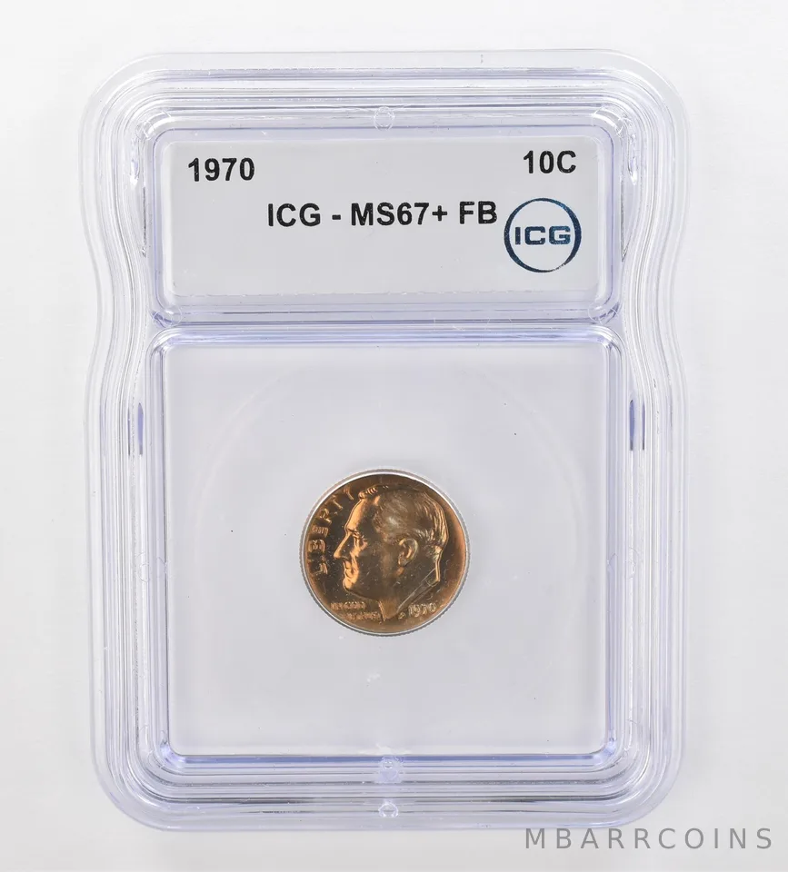 1970 Roosevelt Dime MS67+ FB ICG Beautiful Tone *0900