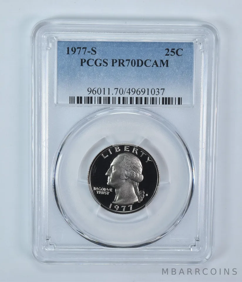 1977-S Washington Quarter PR70 DCAM PCGS Blue Label
