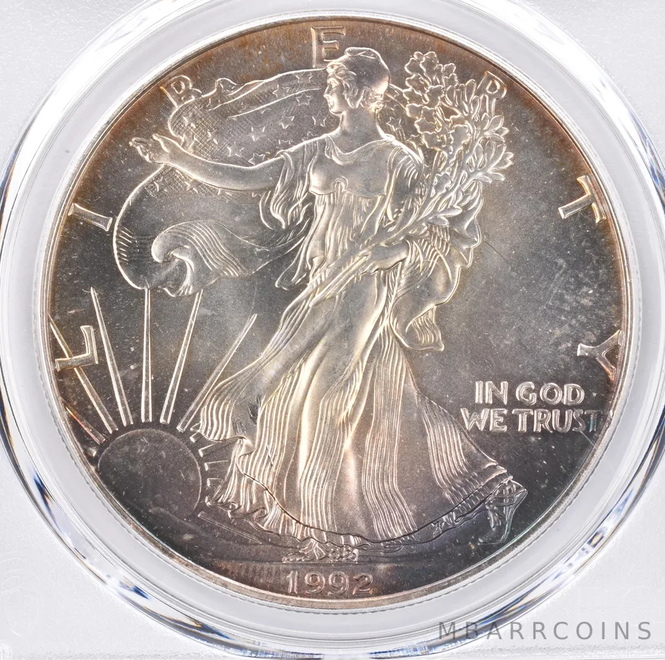 1992 American Silver Eagle MS67 PCGS Beautiful Tone *1381