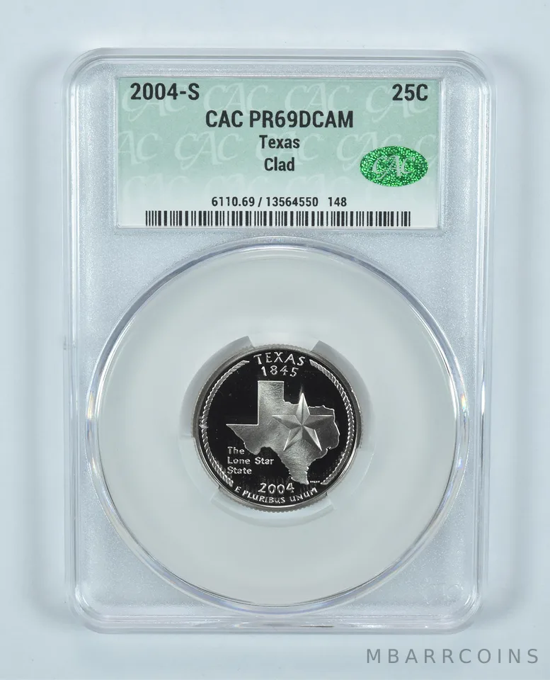 2004-S Washington State Quarter Texas CLAD PR69 DCAM CAC CACg