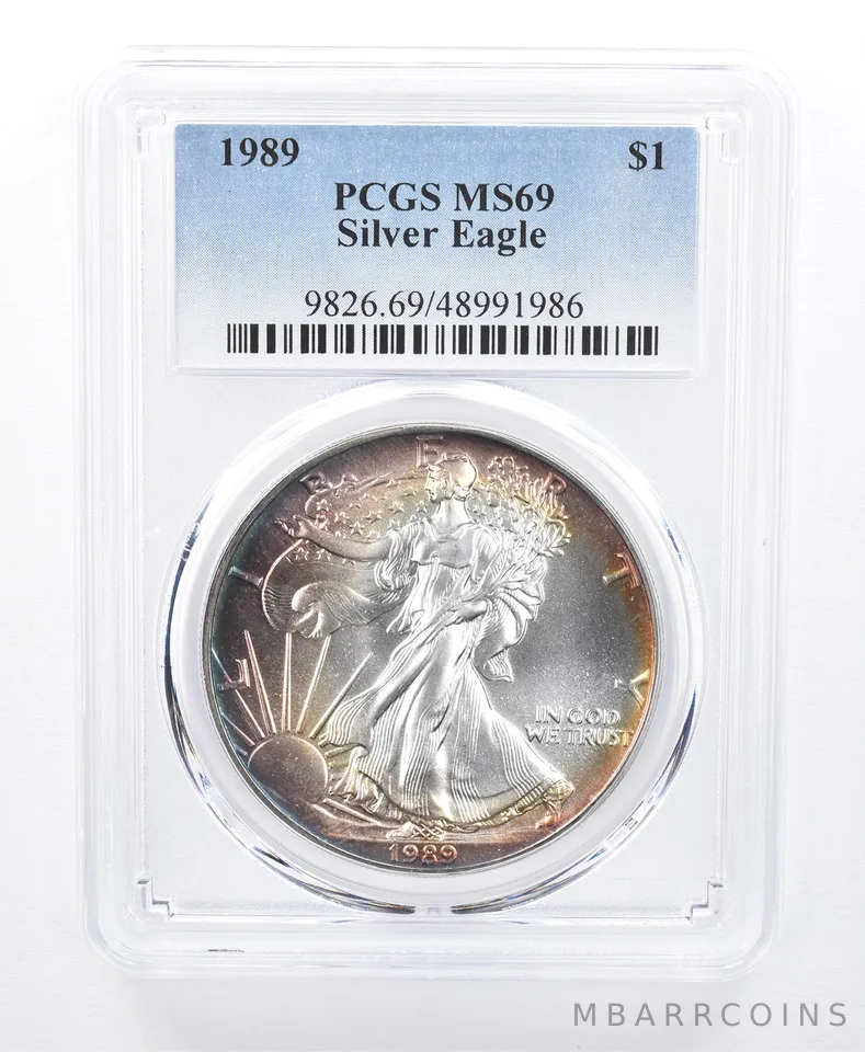 1989 American Silver Eagle MS69 PCGS Peripheral Tone *8594