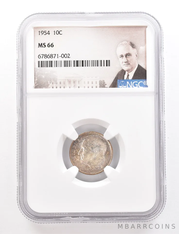 1954 Roosevelt Dime MS66 NGC Beautiful Tone *3372