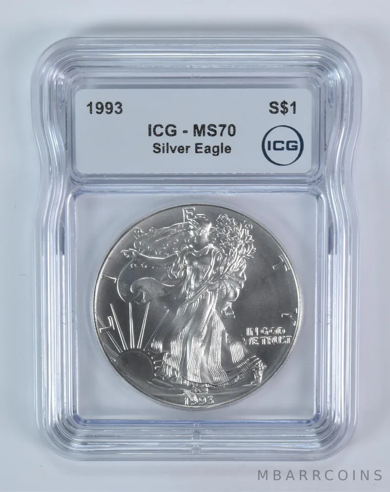 1993 American Silver Eagle MS70 ICG