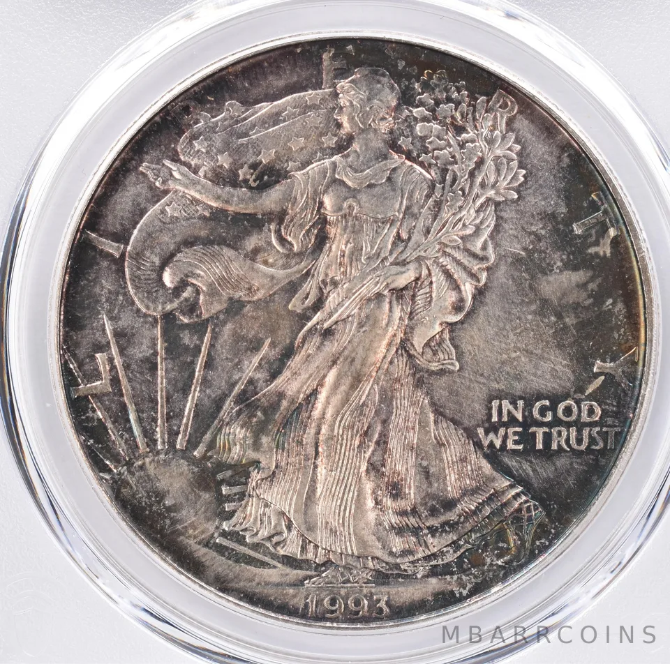 1993 American Silver Eagle MS64 PCGS Beautiful Tone *1480