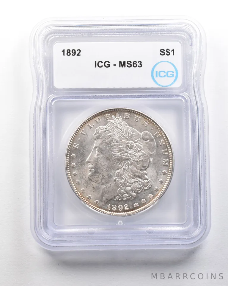 1892 Morgan Silver Dollar MS63 ICG *1650