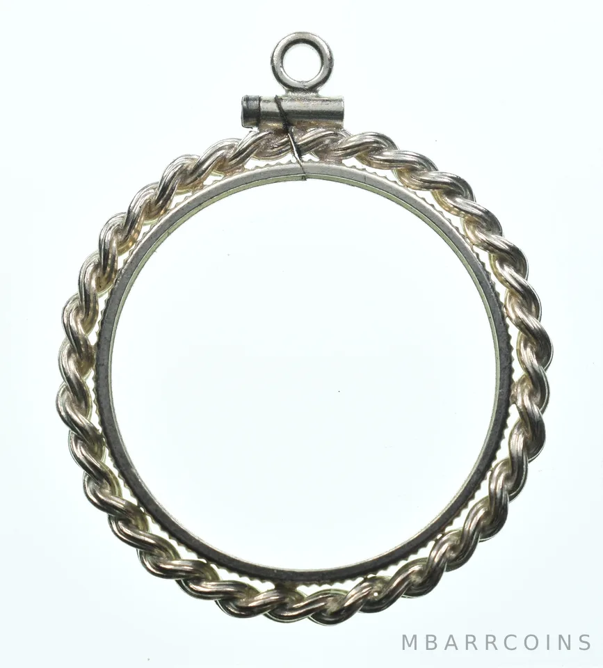 Sterling Silver 22.5 MM US Half Cent 2 Cent Coin Bezel Pendant Frame Edge *2380