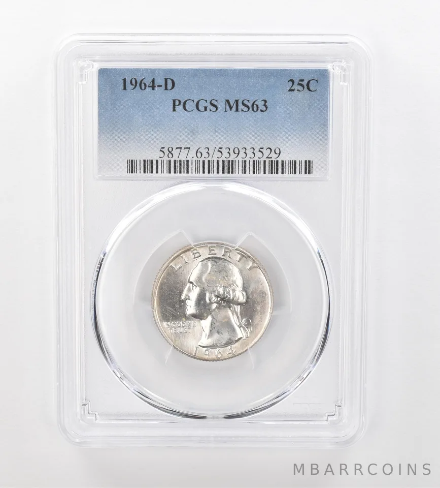 1964-D Washington Quarter MS63 PCGS Beautiful Tone Reverse *0934