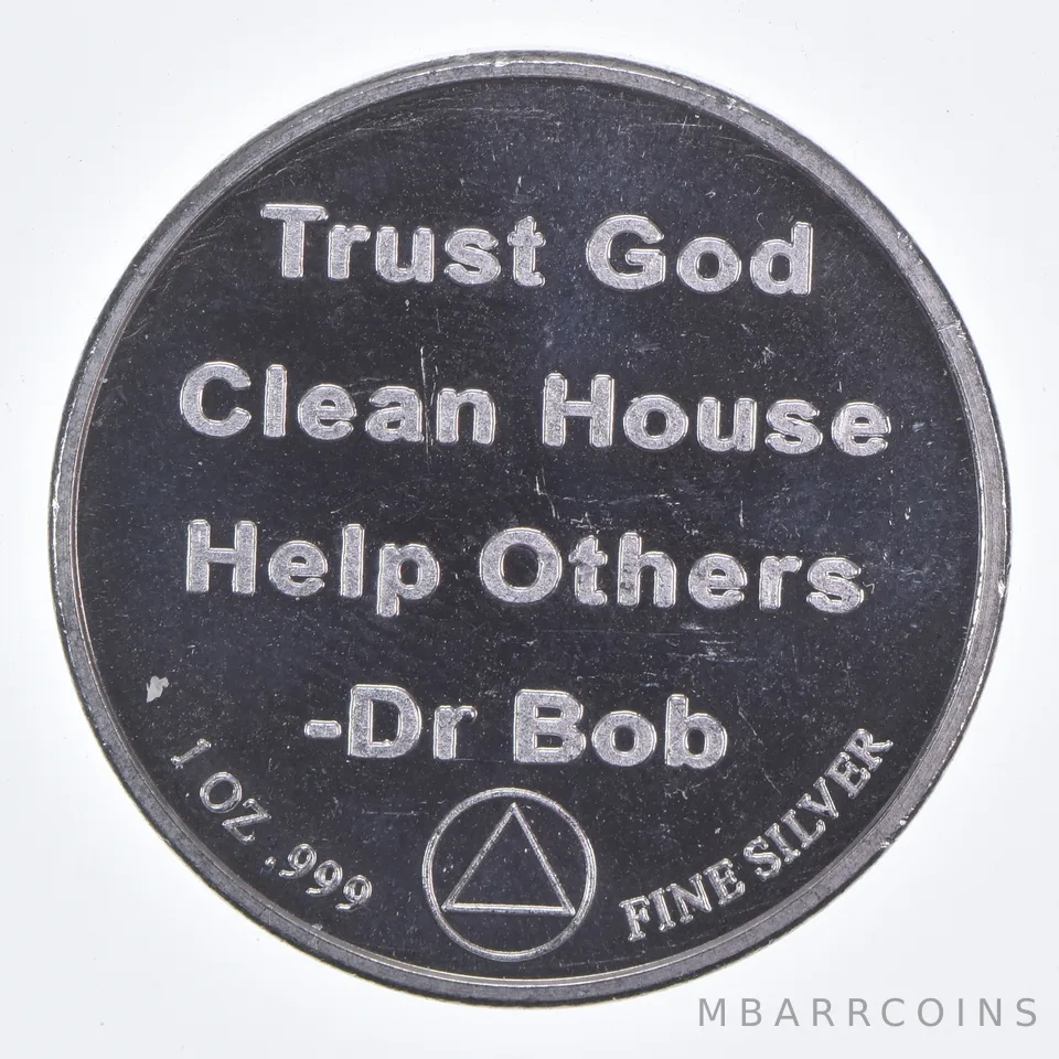 VINTAGE Alcoholics Anonymous (AA) Dr. Bob .999 Fine Silver 1 Oz Round *600