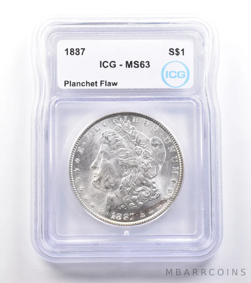 ERROR 1887 Morgan Silver Dollar Planchet Flaw MS63 ICG *4834
