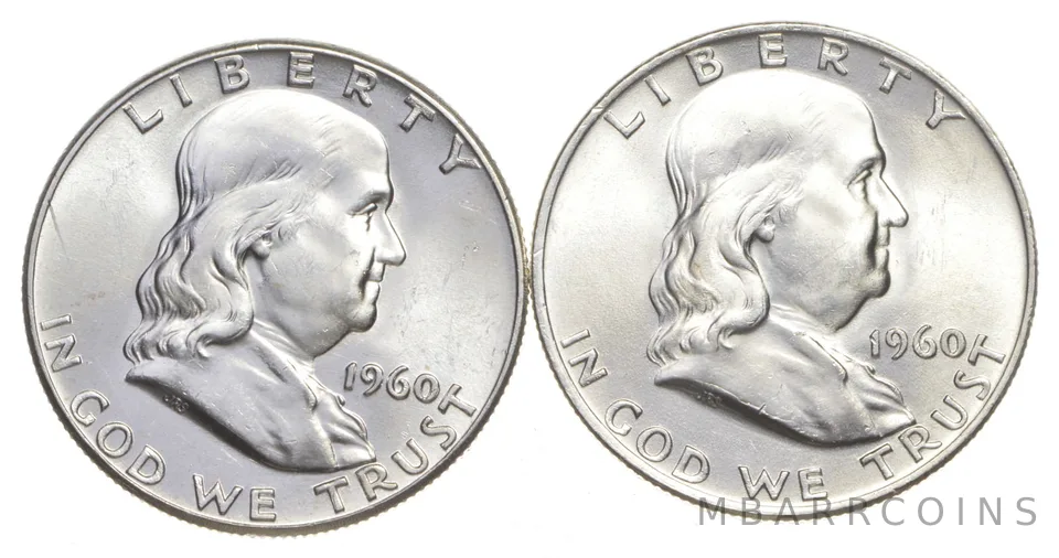 Choice Unc 1960 P+D Franklin Half Dollar Gem BU Collection Lot Set
