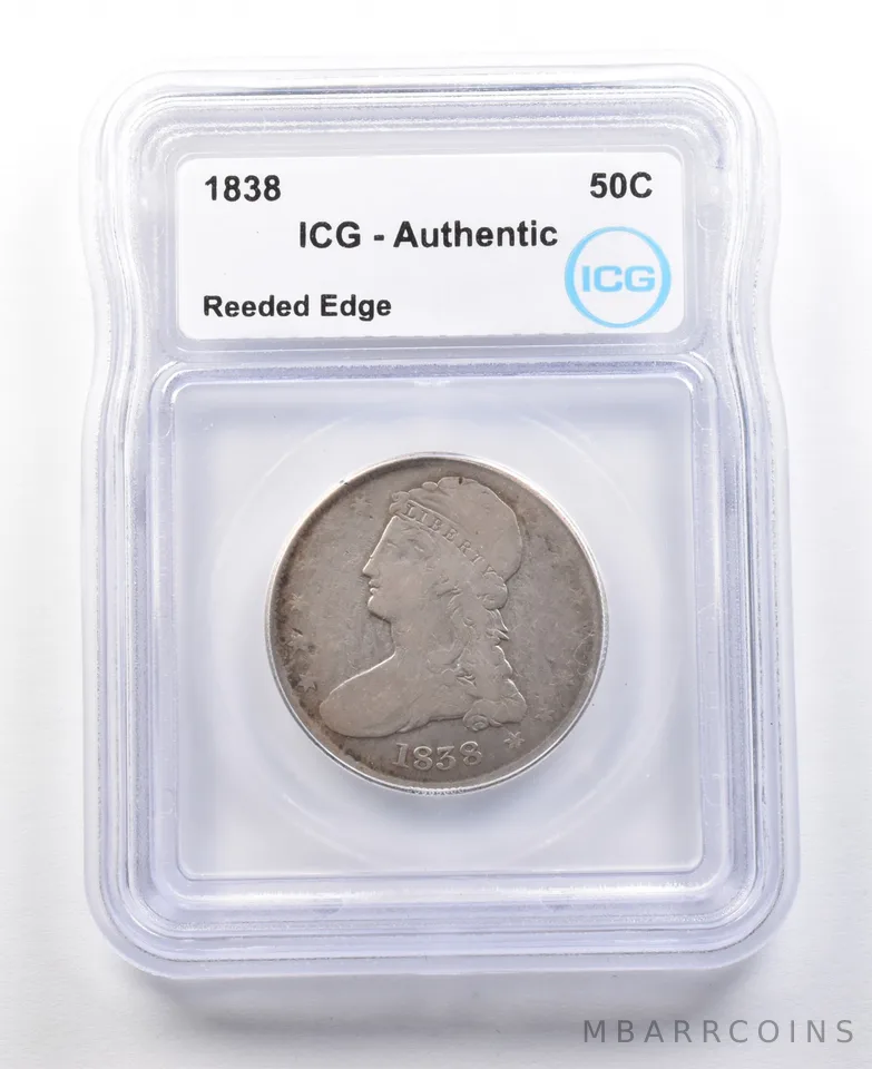 1838 Capped Bust Half Dollar Reeded Edge Authentic ICG *2978