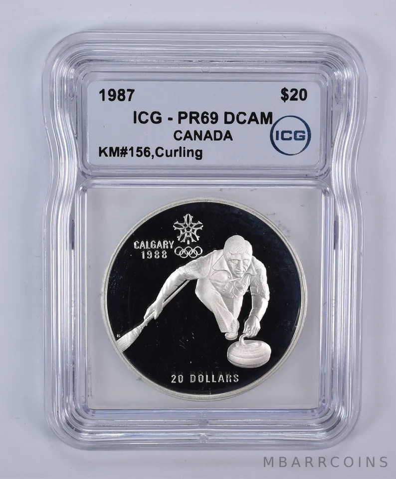 1987 Canada 20 Dollars Calgary Olympics Curling KM#156 PR69 DCAM ICG