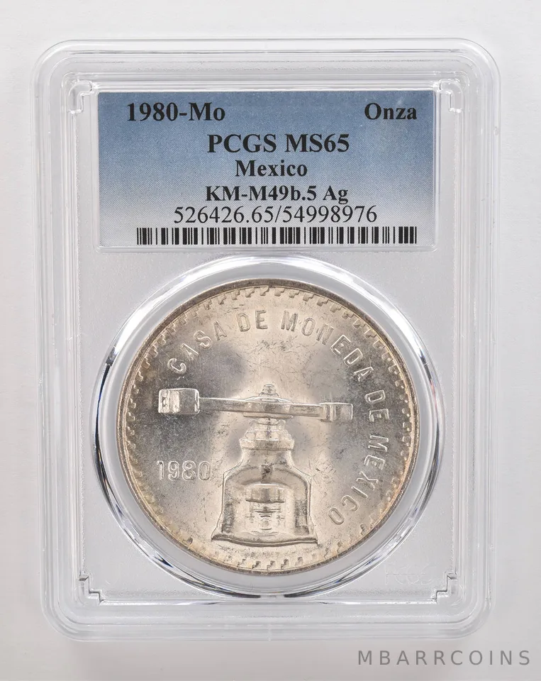 1980 Mo Mexico 1 Onza Silver KM-M49b.5 MS65 PCGS Beautiful Tone *4336