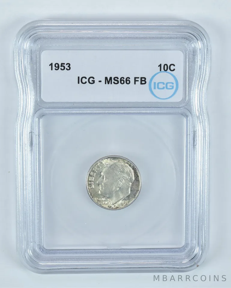 1953 Roosevelt Dime MS66 FB ICG