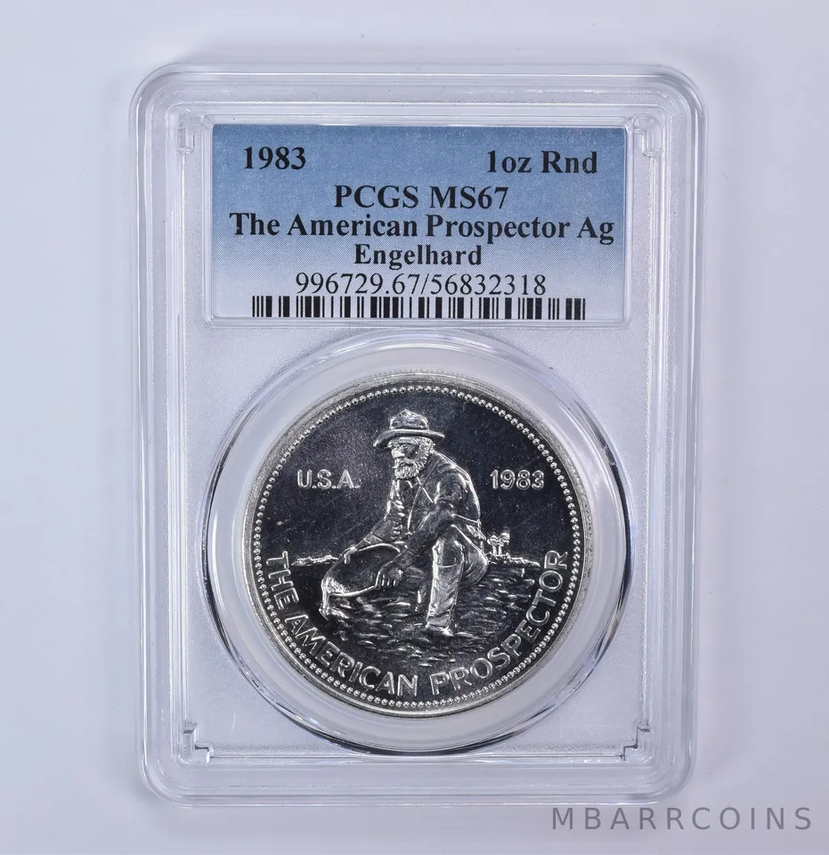 1983 Engelhard Prospector 1 Oz Silver Round MS67 PCGS
