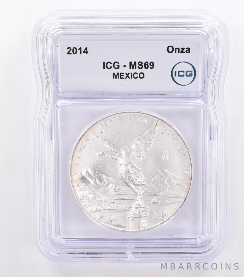 2014 Mo Mexico 1 Onza Silver Libertad MS69 ICG Peripheral Tone a8680